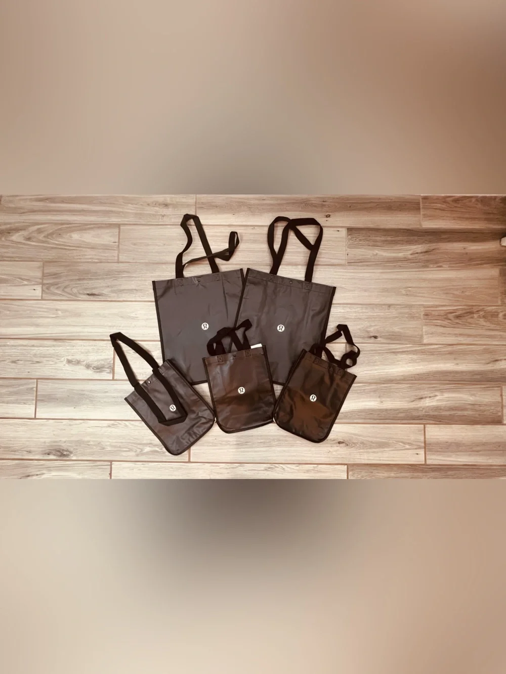 Lululemon Reusable Shopping Tote Bag Bundle | 2 Large + 3 Small | Black